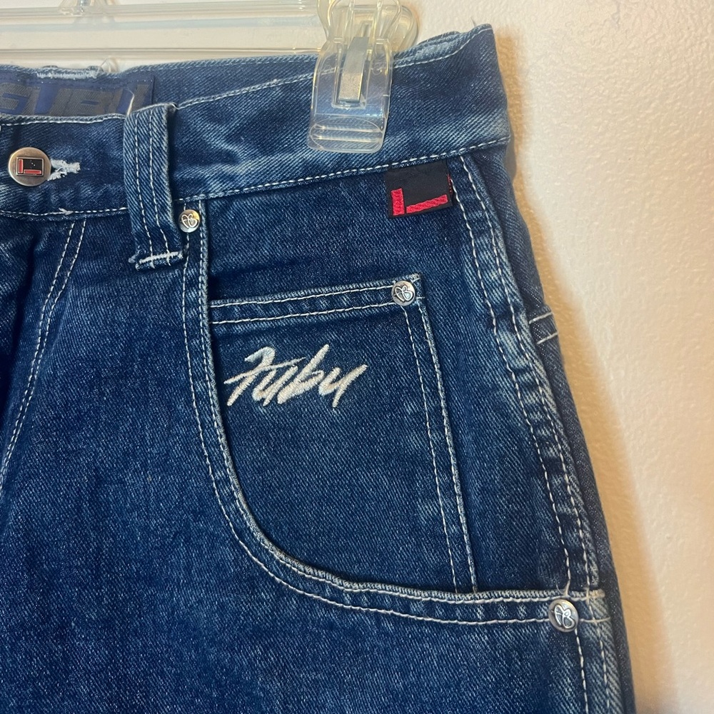 Y2K FUBU Embroidered Denim Shorts 30 - Picture 4 of 7